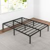 Queen size Sturdy Black Metal Platform Bed Frame with Headboard Attachments