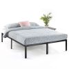 Queen size Sturdy Black Metal Platform Bed Frame with Headboard Attachments