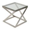 Modern Glass Top Metal Frame End Table Nightstand