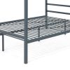 Queen size Grey Metal Platform Bed Frame with Canopy