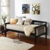 Twin size Black Solid Wood Day Bed Frame with Wooden Slats