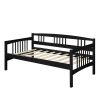 Twin size Black Solid Wood Day Bed Frame with Wooden Slats