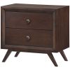 Mid-Century Modern Style End Table Nightstand in Cappuccino Wood Finish