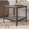Set of 2 Modern Metal Frame End Table Nightstand in Driftwood Finish