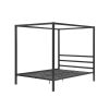 Queen size Modern Canopy Bed in Sturdy Grey Metal