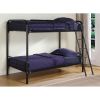Twin over Twin Bunk Bed with Ladder in Black Metal