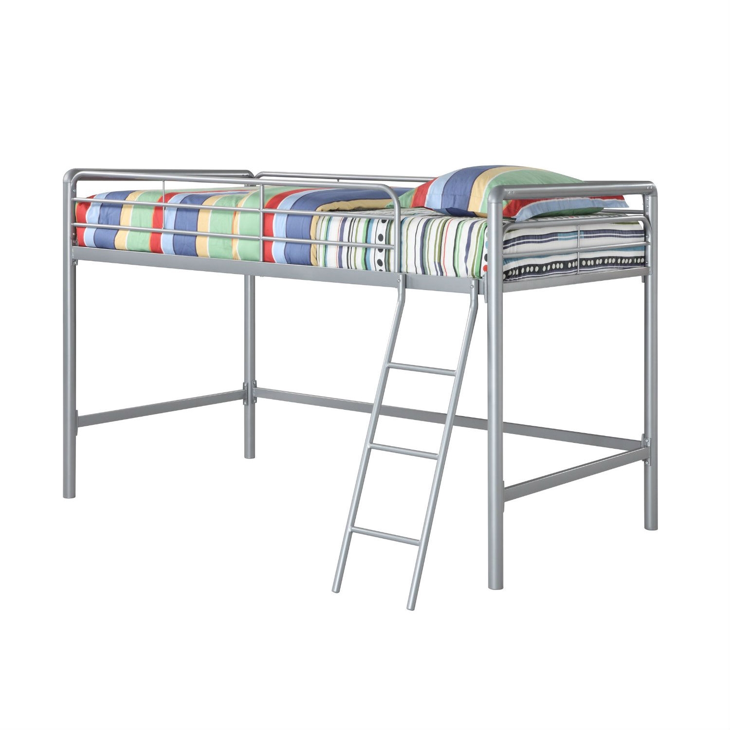 Twin size Bunk Bed Style Metal Loft Bed in Silver