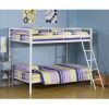 Twin over Twin size Sturdy Metal Bunk Bed in White