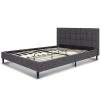 Full size Grey Mid-Century Modern Upholstered Platform Bed Frame with Headboard