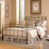 Queen size Metal Bed with Headboard and Footboard in Black Walnut