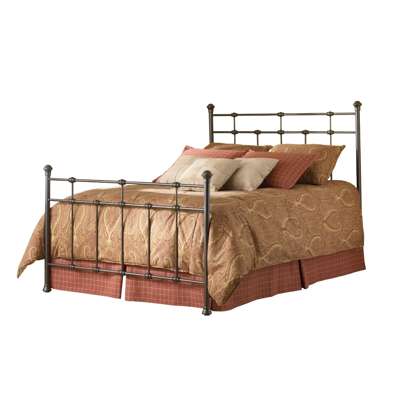 King size Metal Bed with Headboard and Footboard in Hammered Brown Finish