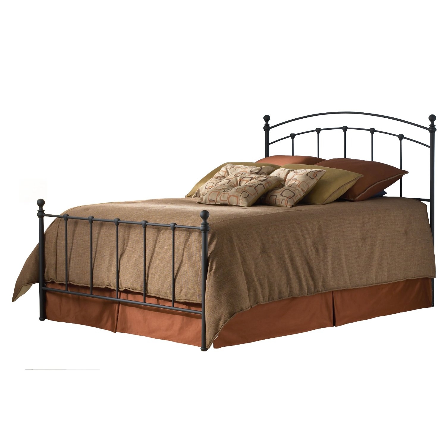 Queen size Metal Bed with Headboard and Footboard in Matte Black