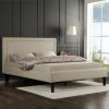 Full size Taupe Upholstered Platform Bed with Classic Headboard