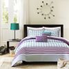 Twin/Twin XL 4-Piece Comforter Set Purple White Teal Circles & Stripes