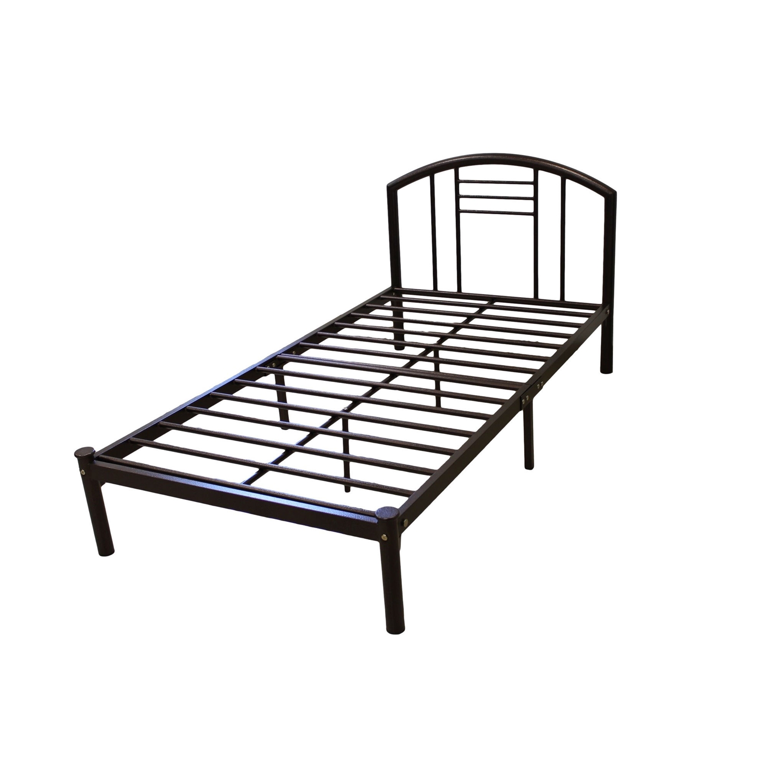 Full size Metal Platform Bed Frame with Headboard in Bronze Finish