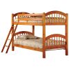 Twin over Twin Bunk Bed with Ladder n Honey Oak Wood Finish