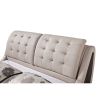 King size Light Brown Tan Faux Leather Upholstered Bed with Headboard