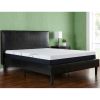 King size Dark Brown Faux Leather Upholstered Platform Bed with Headboard