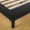 King size Dark Brown Faux Leather Upholstered Platform Bed with Headboard