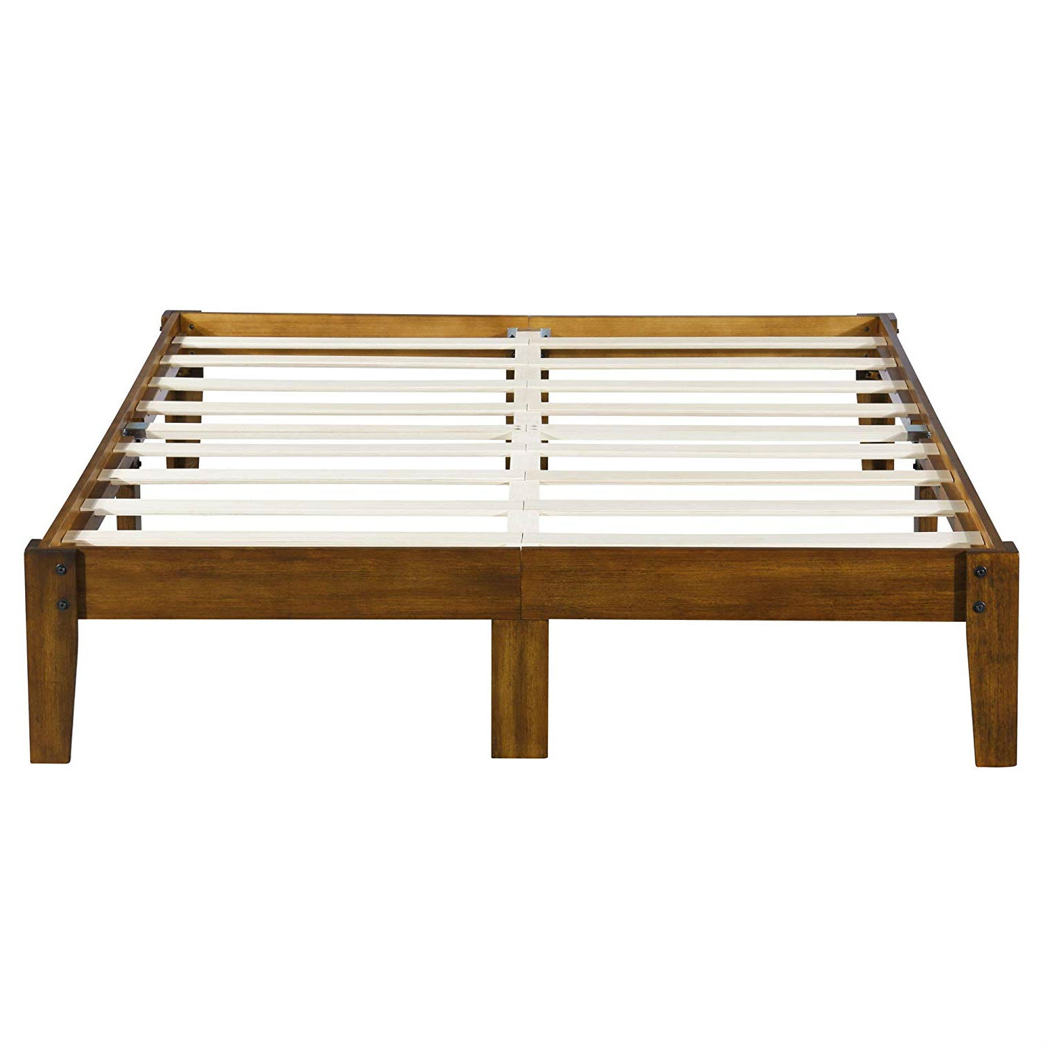 King size Solid Wood Platform Bed Frame in Brown Natural Finish