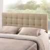 King size Beige Fabric Upholstered Mid-Century Style Headboard