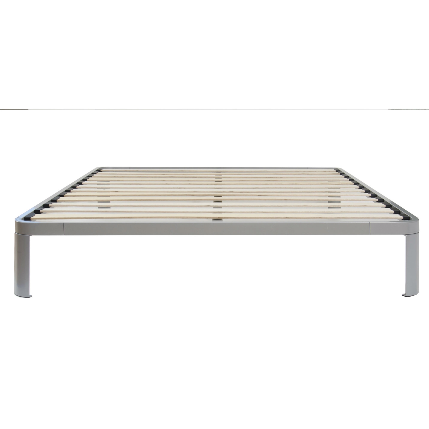 King size Luna Metal Platform Bed Frame with Wood Slats