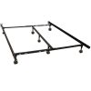 King size Metal Bed Frame with 7 Legs and Heavy Duty Locking Rug Roller Wheels