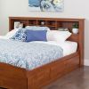 King size Bookcase Headboard with Adjustable Shelf in Cherry Finish