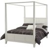 King size Contemporary Canopy Bed in White Wood Finish