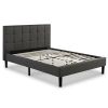 King size Modern Dark Grey Upholstered Platform Bed Frame with Headboard