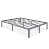 King Heavy Duty Grey Metal Platform Bed Frame with Round Edges