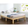 King size Solid Wood Platform Bed Frame in Natural Finish