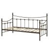 Twin size Contemporary Dark Brown Metal Daybed with Wood Slats
