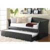 Twin size Dark Brown Faux Leather Daybed with Trundle Bed
