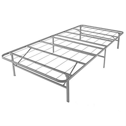 Twin XL Steel Platform Bed Frame in Silver Metal Finish