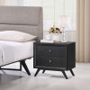 Modern Mid-Century Style Nightstand End Table in Black Wood Finish