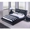 King size Modern Black Faux Leather Upholstered Platform Bed with Headboard