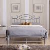 Full size Silver Metal Platform Bed Frame with Arched Headboard