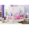 Twin size Sturdy Metal Canopy Bed in Pink