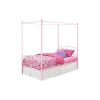 Twin size Sturdy Metal Canopy Bed in Pink