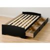 Twin XL Platform Bed Frame with 3 Storage Drawers in Black
