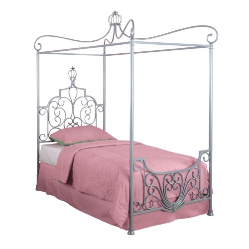 Twin size Princess Style Wrought Iron Metal Canopy Bed