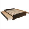 Twin XL Espresso Brown Platform Bed w/ Headboard and Storage Drawers