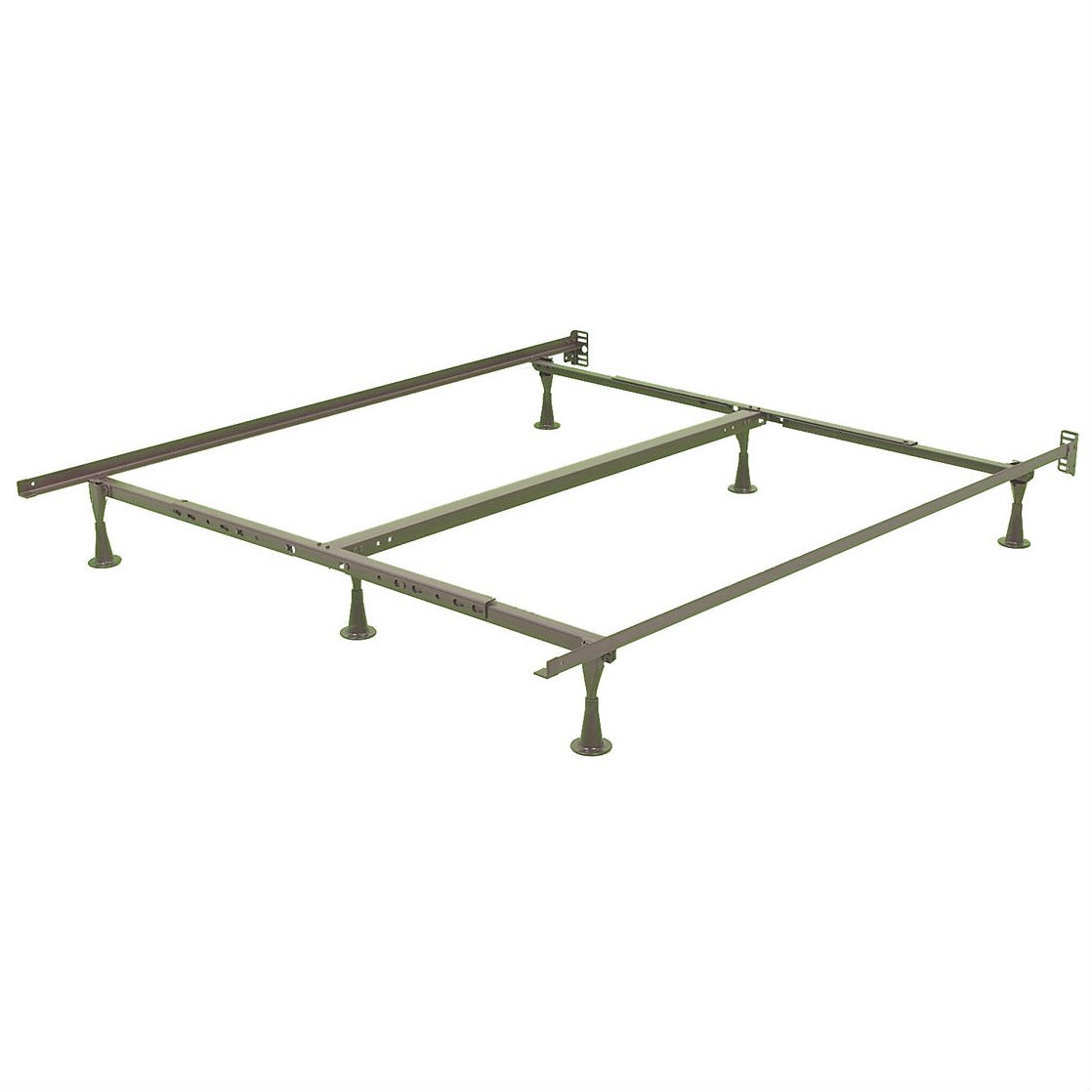 Queen size Sturdy Metal Bed Frame with 6 Glide Legs and Headboard Brackets