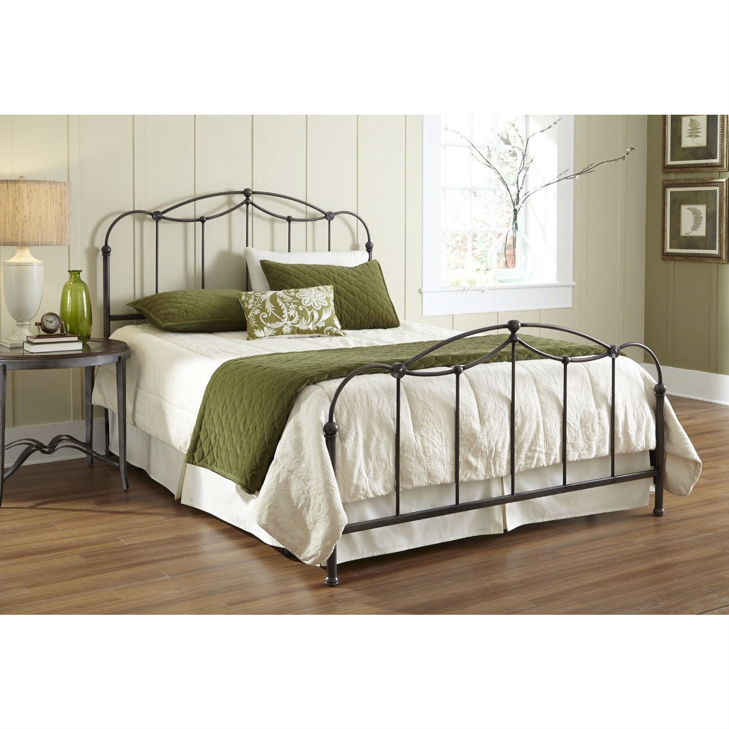 Queen size Metal Bed Frame with Headboard and Footboard - Boxspring Required