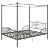 Full size Heavy Duty Metal Canopy Bed Frame in Pewter Finish