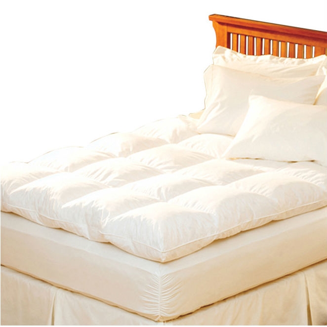 Queen size Feather Bed Topper with 100-Percent Cotton Quilted Baffle Box Design