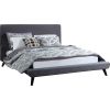 Queen size Grey Modern Classic Mid-Century Style Upholstered Platform Bed