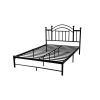 Queen size Black Metal Platform Bed Frame with Vintage Post Style Arch Headboard