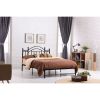 Queen size Black Metal Platform Bed Frame with Vintage Post Style Arch Headboard